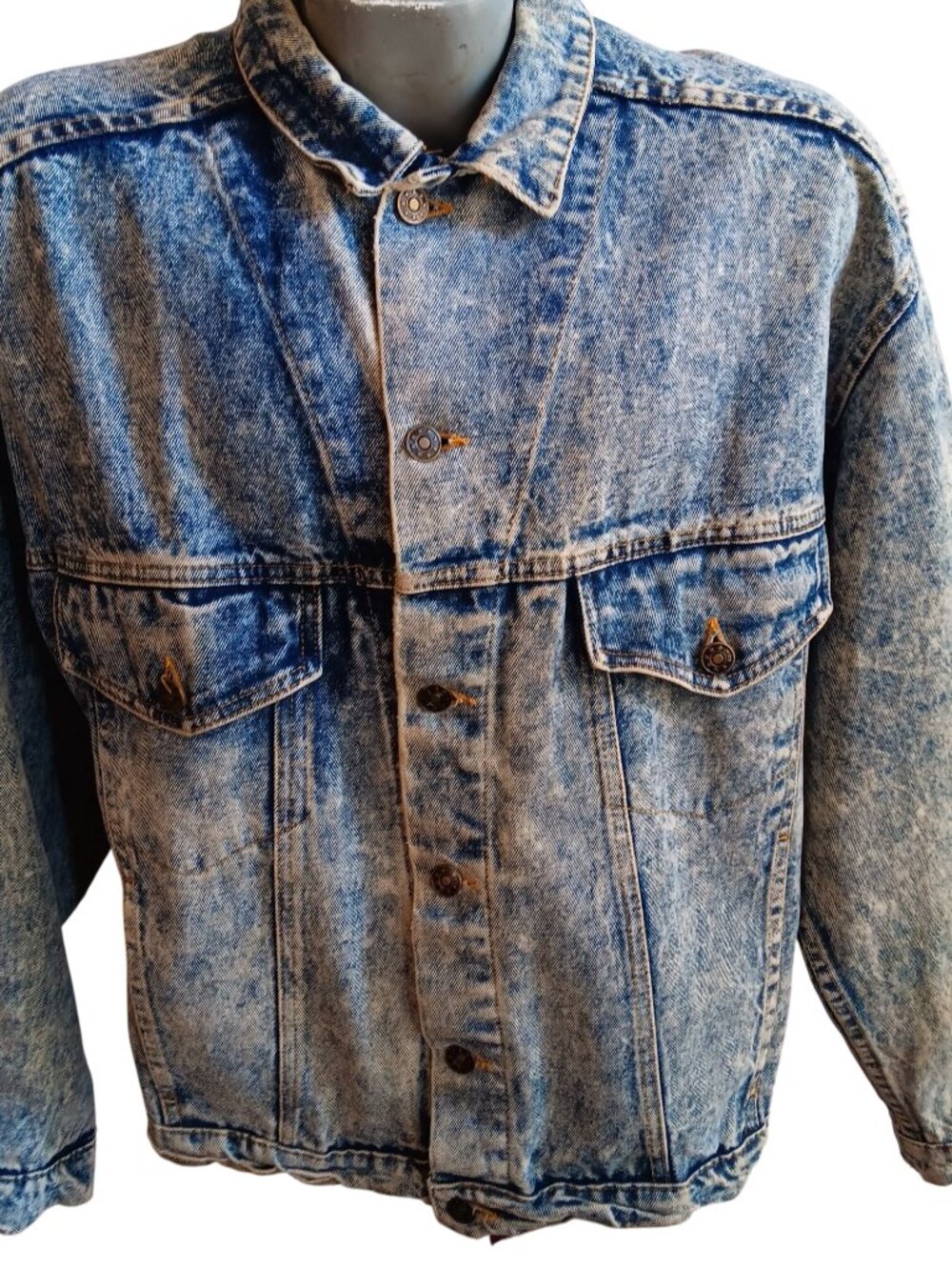 True Vintage Acid Wash Jacket 1980s Denim New Wave Preppy Canyon River Blues - Picture 2 of 10